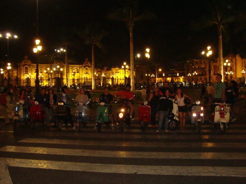 vespa, lambretta, Lima Peru, riding in main square
