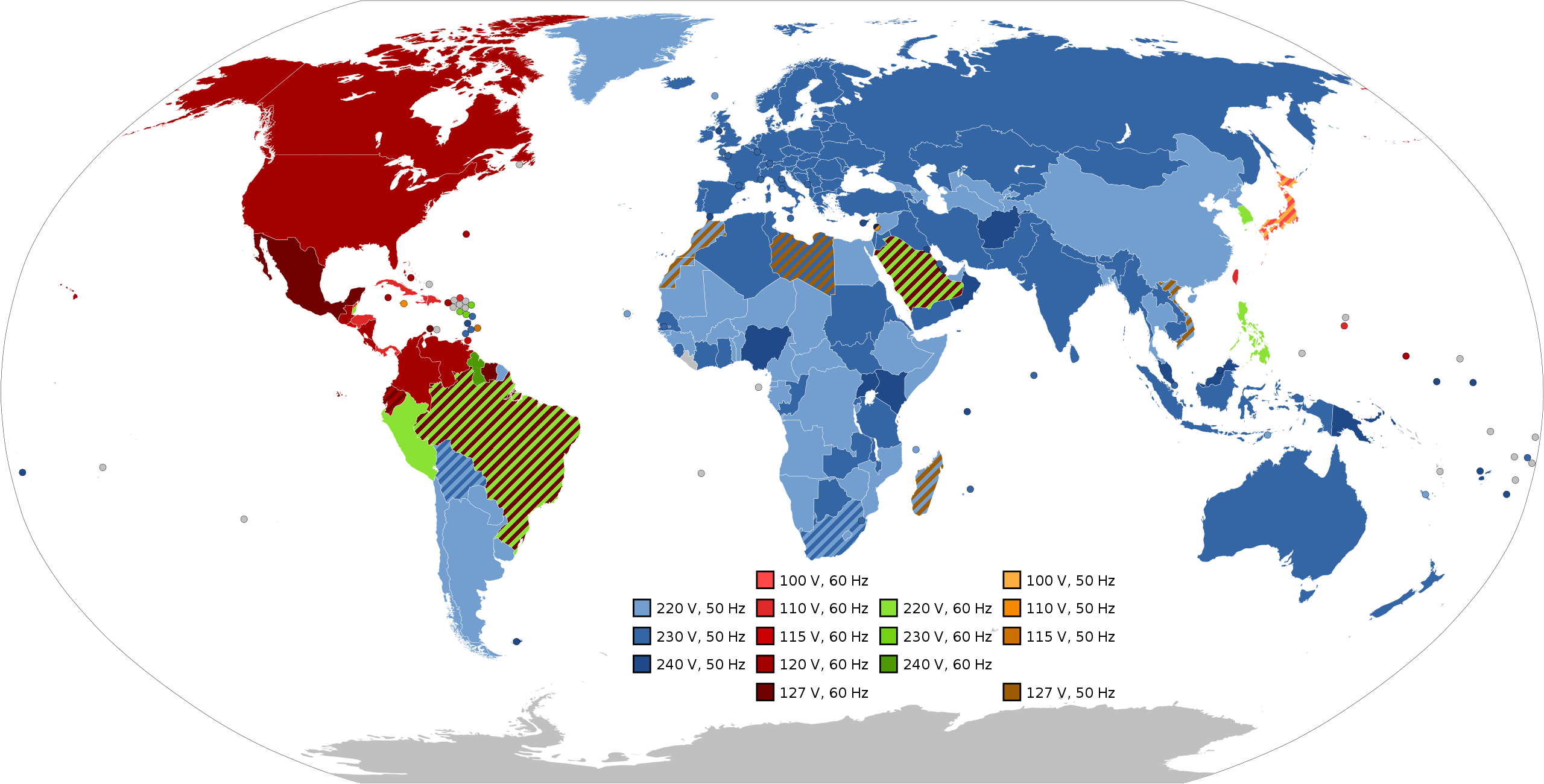 AC Voltages, Frequencies and Plugs Types around the World